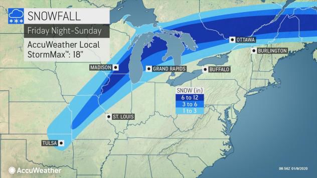 Snow forecast Friday night-Sunday by AccuWeather